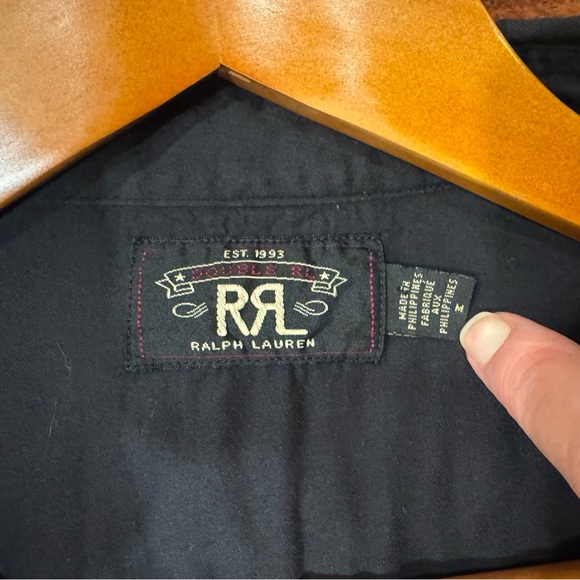 Double RL RRL Western Shirt Snap Button Down Long Sleeve Black Size Medium - Picture 2 of 8